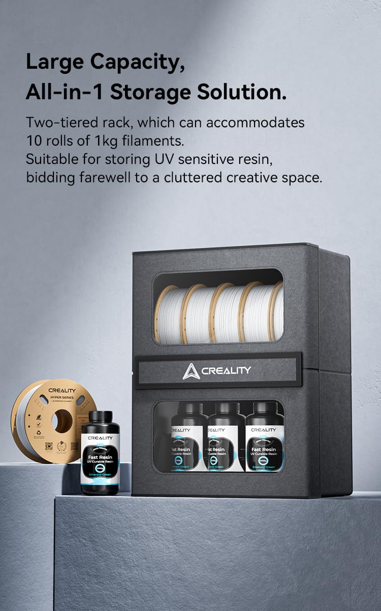 Creality Filament Storage Box, 3D Printer UV Resin/Filament Holder, 10KG Large Storage Capacity, Magnetic Closure, Moisture-Proof and Damp-Proof, Perfect for 3D Filament Storage Lokkr