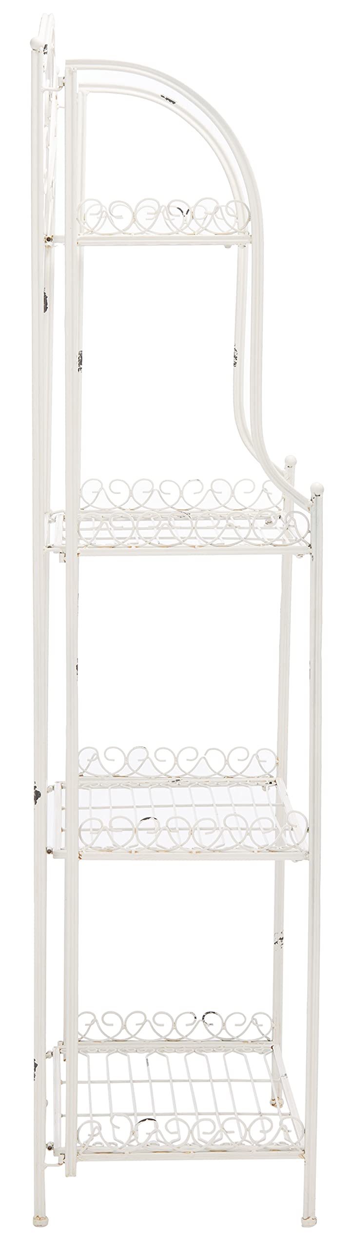 Safavieh PAT5014B Outdoor Collection Amaris Antique White Wrought Iron 4-Tier Bakers Rack Safavieh