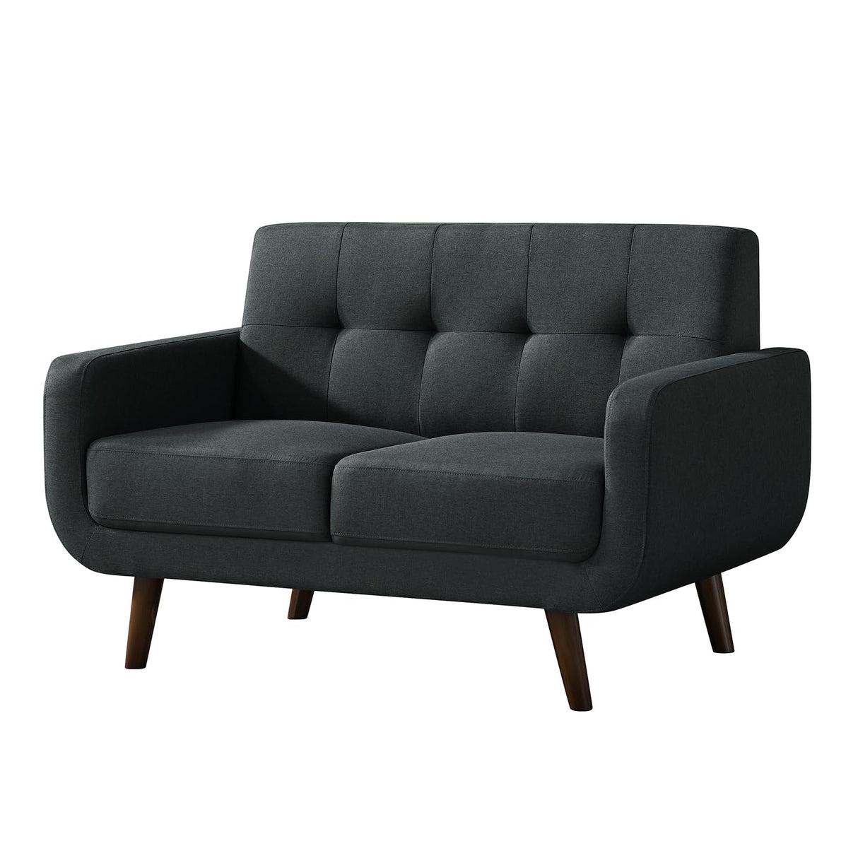 Husbedom 51 Inches Loveseat Sofa, Mid-Century Modern Mini Couch with Tufted Back for Small Living Room, Bedroom,Apartment, Dorm,Track Arms, Wooden Legs, Easy Assembly, Dark Gray Husbedom