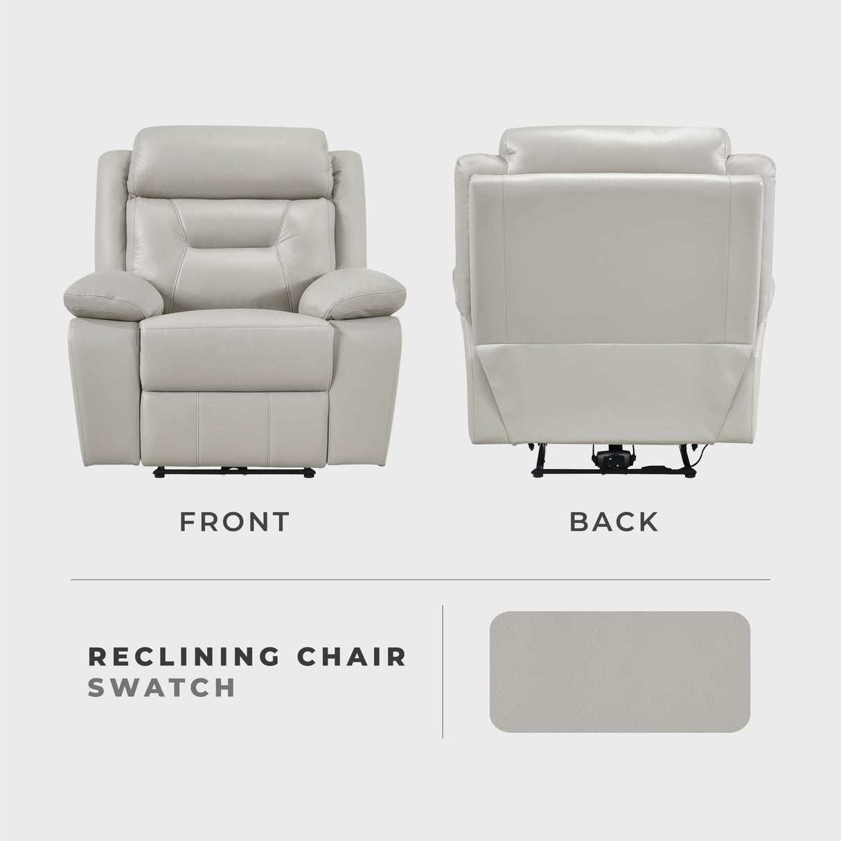 Lexicon Power Recliner Chair for Living Room, Top Grain Leather Match Recliner with Pillow Top Armrests, Home Theater Seating, Wall Hugger Recliners with USB Port, 40" W, Silver Lexicon