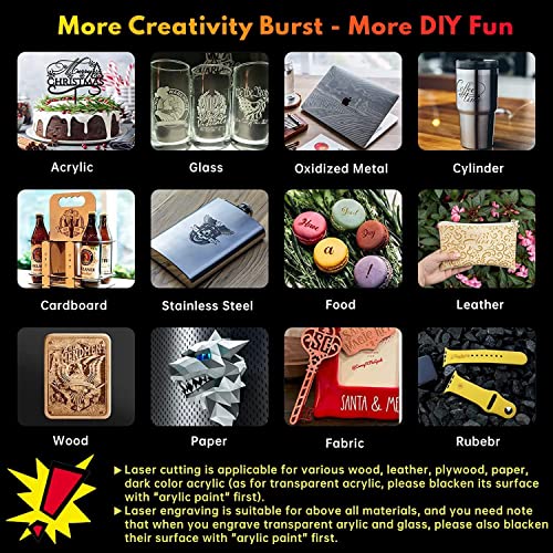 SCULPFUN S9 Laser Engraver Machine with Ultra-Thin Compressed Spot, Laser Class 4, 5000mW Output Laser, Laser Cutter for Making Festival Decorations, Desktop DIY Tool for Laser Cutting & Carving SCULPFUN