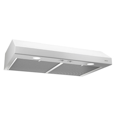 Broan-NuTone BCSD130WW Glacier 30-inch Under-Cabinet 4-Way Convertible Range Hood with 2-Speed Exhaust Fan and Light, 300 Max Blower CFM, White