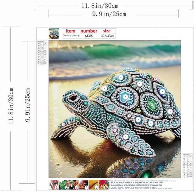 Sea Turtle Special Shape Diamond Painting Kits For Beginner,Crystal Rhinestones Diamond Dots Diamond Art Accessories DIY Diamond Art Kits For Adults For Beginner For Home Wall Decor 11.8 X 11.8inch ZQEATRY