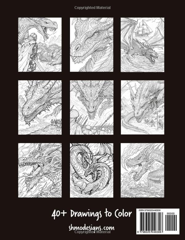 Dragon Adult Coloring Book: A Variety of Magical and Mythical Fantasy Dragons. Perfect for Stress Relief and Relaxation WoodArtSupply
