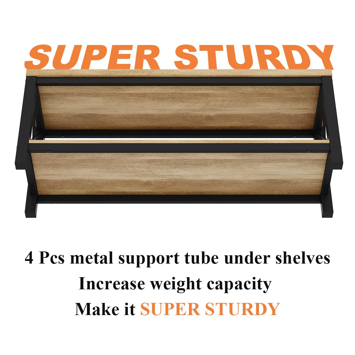 BON AUGURE Entryway Bench, Farmhouse Wooden Metal Entry Storage Bench, Rustic Shoe Benches with Shelf for Foyer, Mudroom, Bedroom, Hall, Entrance (Vintage Oak) BON AUGURE