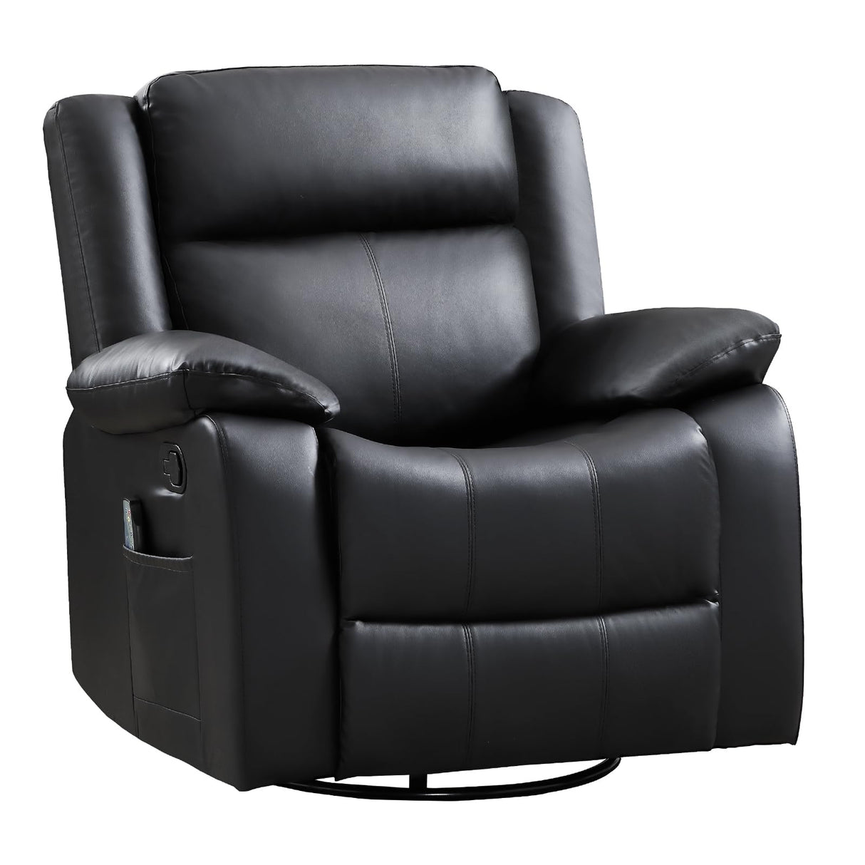 ANJ Swivel Rocker Recliner Chair, Manual Rocking Glider Massage Recliner with Heat, Overstuffed PU Leather Big Large Recliner for Living Room Bedroom Nursery ANJ
