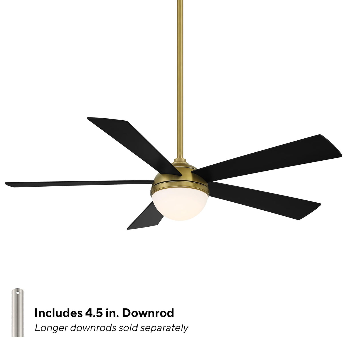 WAC Smart Fans Eclipse Indoor and Outdoor 5-Blade Smart Home Ceiling Fan 54in Satin Brass Matte Black with 3000K LED Light Kit and Remote Control works with Alexa and iOS or Android App WAC Lighting