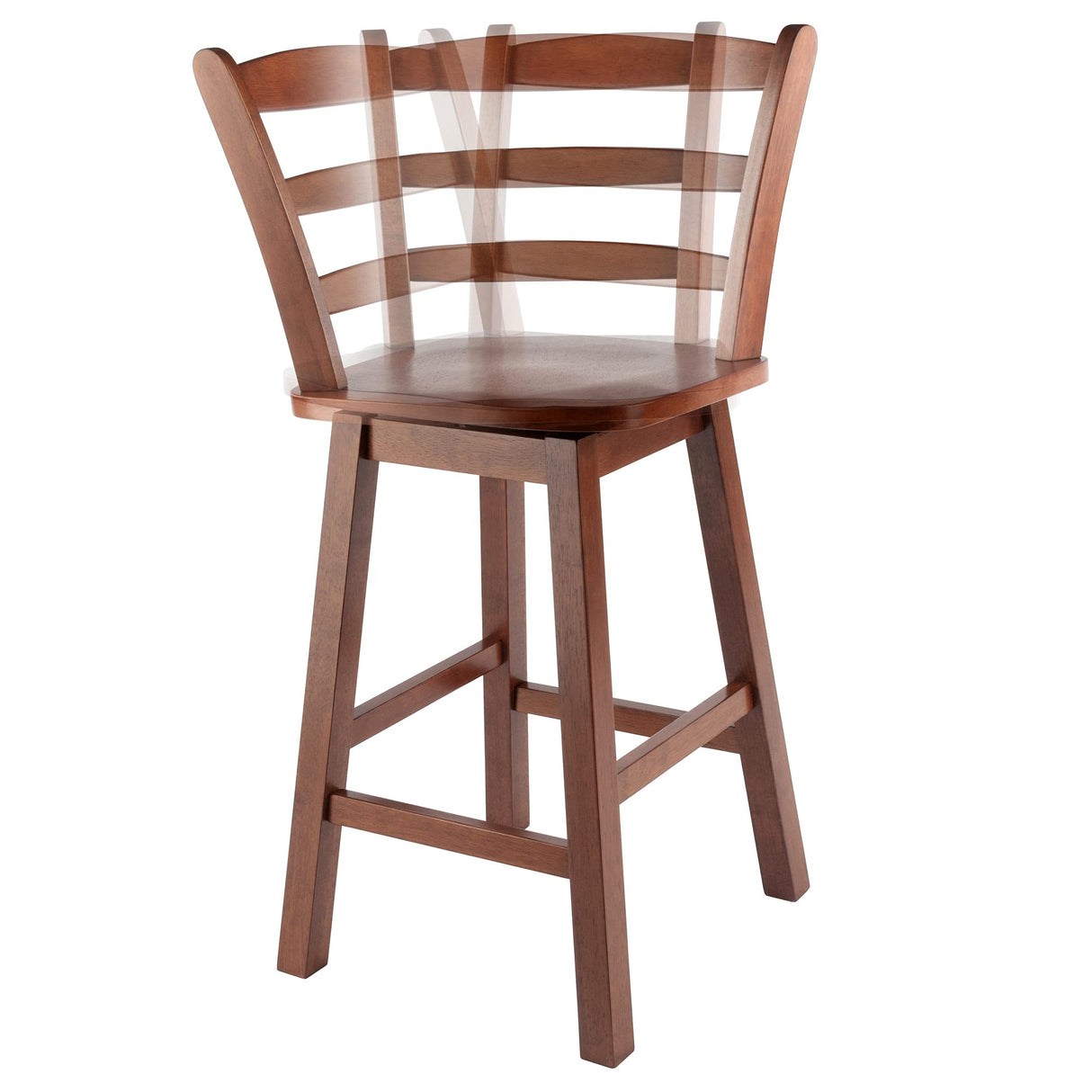 Winsome Scalera Ladder Back Swivel Counter Stool, 24 in, Walnut Finish, Solid Wood Winsome