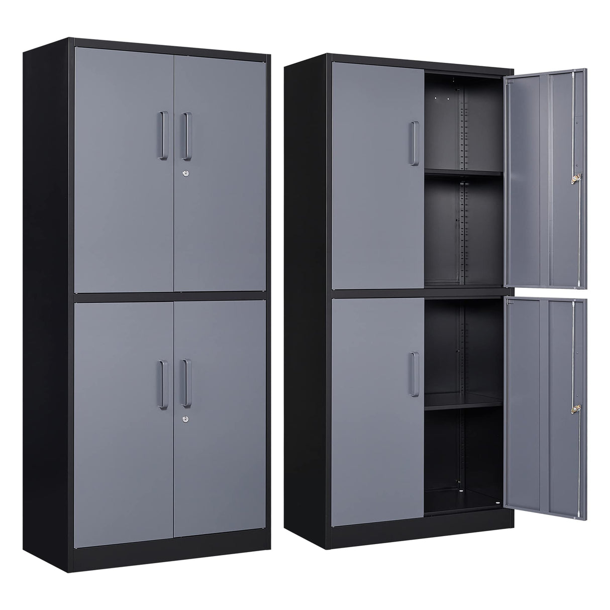 Yizosh Metal Storage Locking Cabinet with 4 Doors and 2 Adjustable Shelves,71" Lockable Garage Tall Steel Cabinet,for Home Office,Living Yizosh
