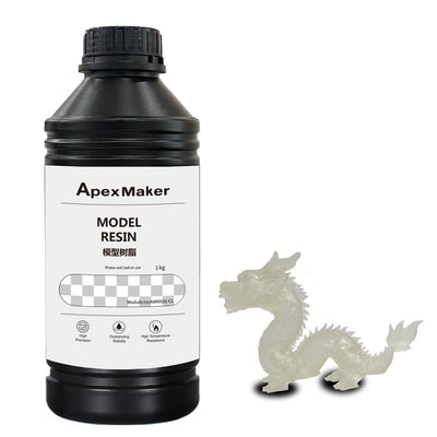 ApexMaker 3D Printer Resin Clear, 1000g, High Precision, Low Odor, Quick Curing Standard Resin, 385-405nm UV Curing 3D Printing Liquid Photopolymer Resin for LCD DLP SLA 3D Printers Translucent