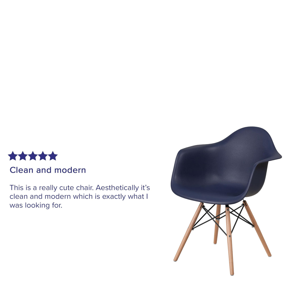 Flash Furniture Alonza Series Navy Plastic Chair with Wooden Legs Flash Furniture