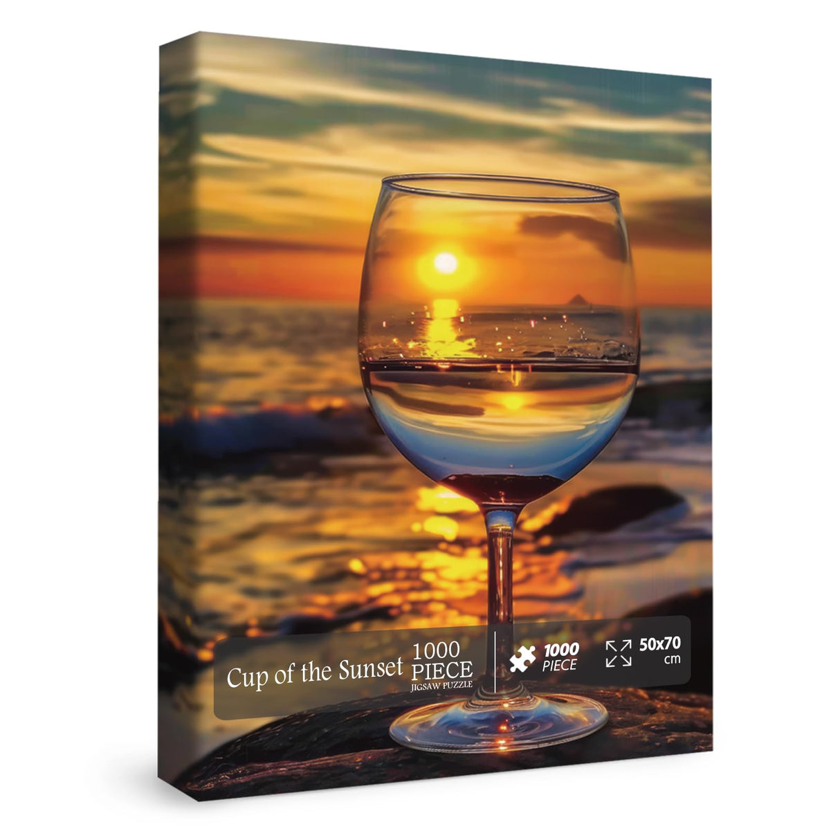 Beach Wine Sunset Puzzles for Adults 1000 Pieces, Ocean Art Landscape Jigsaw Puzzles, Pretty Beautiful Scene Puzzle IdeaBazar
