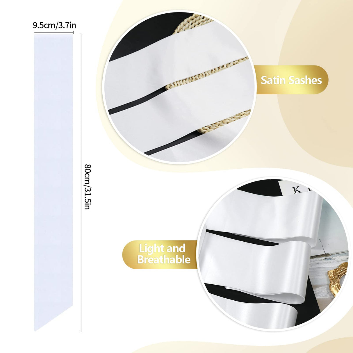 Dreamtop 16Pcs Sash Satin Sash White Blank Sash Blank Sashes for Pageants Senior Sash 2025 White Sash for Beauty Pageant Dreamtop