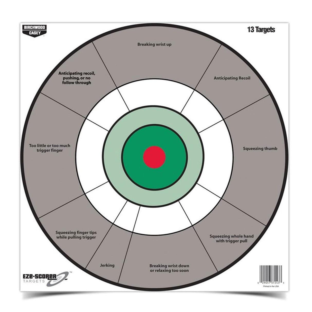 Birchwood Casey 12" Eze-Scorer Handgun Trainer Shoot-Up Brilliant White Paper Targets for Indoor and Outdoor Use, 13 Targets Birchwood Casey