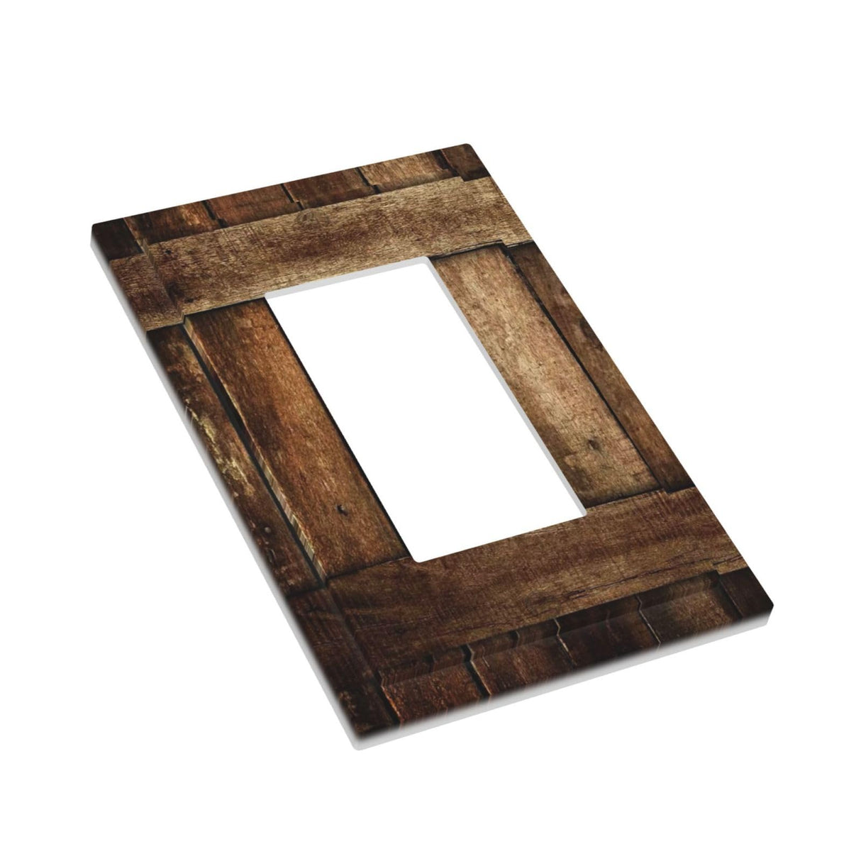 Brown Wooden Barn Door Old Wood Print Decorative Outlet Covers 1 Gang Single Rocker Light Switch Cover Plate Wall Plates GFCI Faceplate for Farmhouse Home Decor Nowensvatra