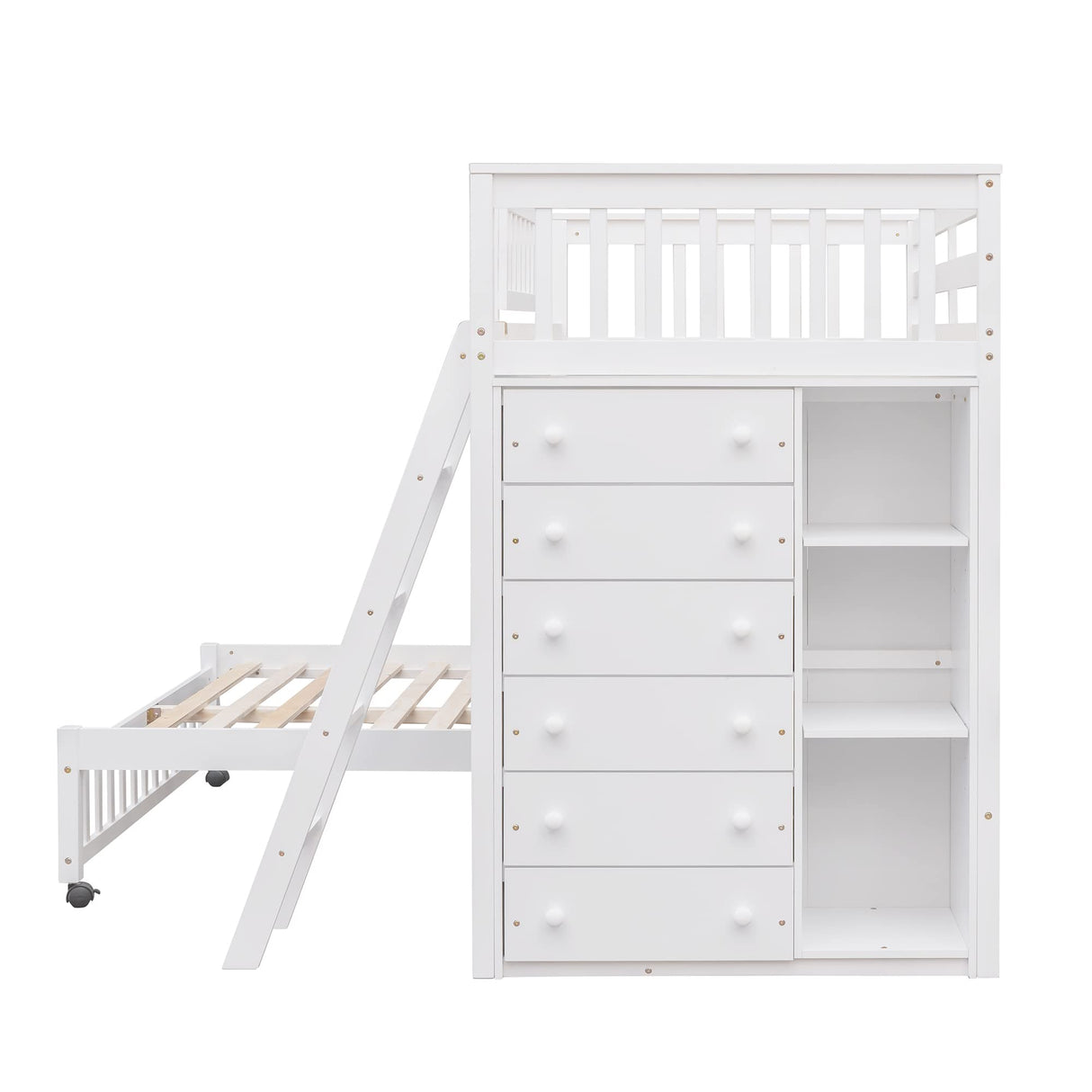 Harper & Bright Designs Twin Over Full Bunk Bed with Storage, Solid Wood Loft Bunk Bed with 6 Drawers and 3 Flexible Shelves,for Kids Teens Adults (White) Harper & Bright Designs