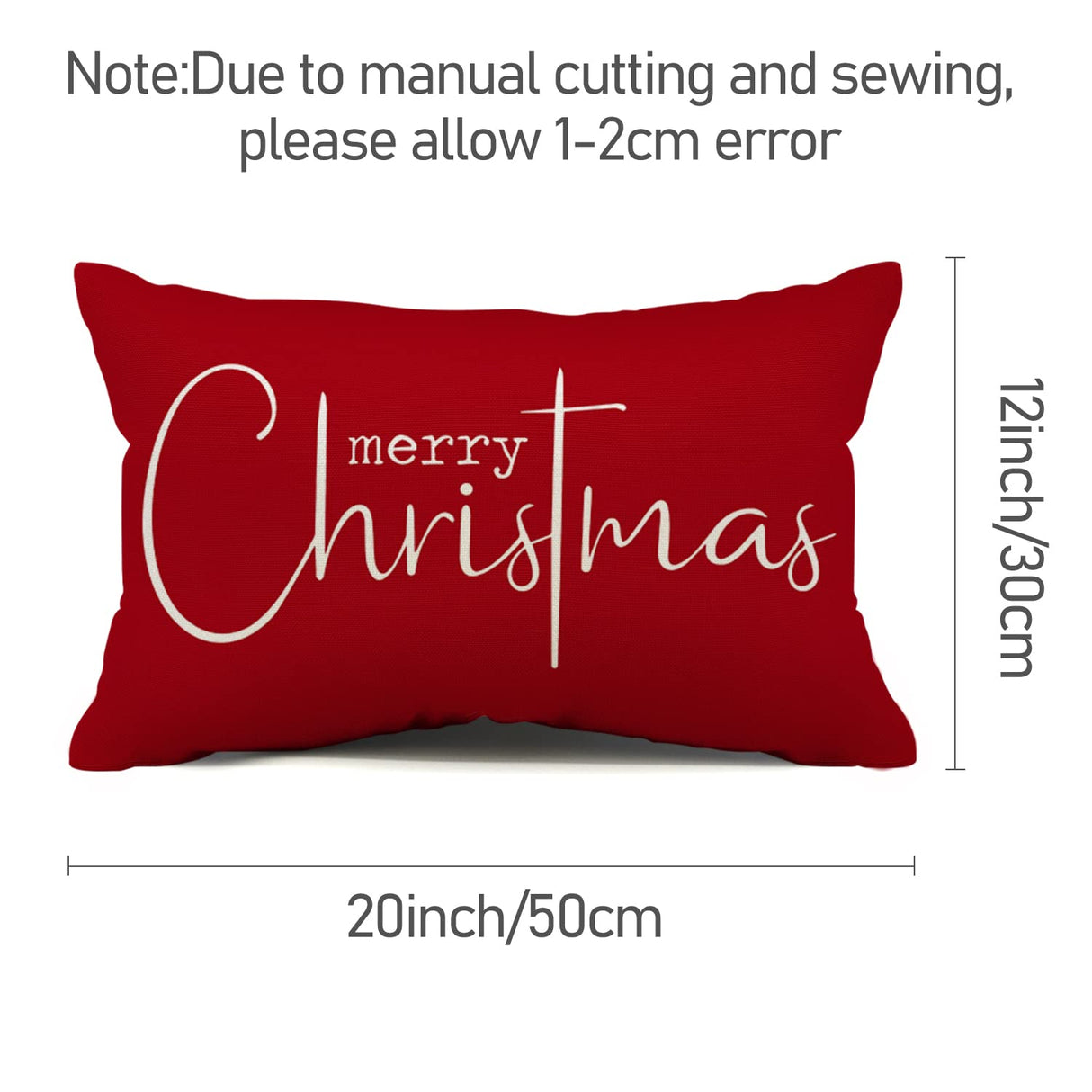 Allorry Christmas Pillow Covers Merry Christmas Throw Pillow Decorative Christmas Red Cotton Cloth Linen Cloth Pillow Cover Sofa Cover Decorative Rectangle Length 12X20 inches Allorry