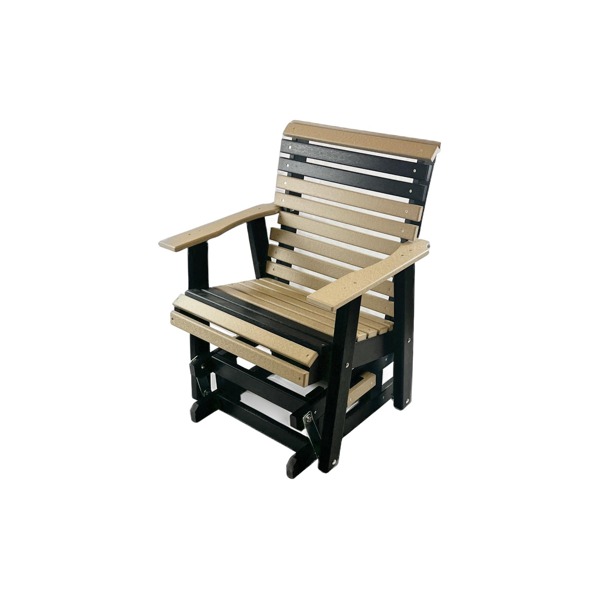 Poly Outdoor Glider - Premium Quality | Affordable Price - Amish Handcrafted in The USA - 20-year Warranty - All-Weather Resistant & Maintenance Free - Rollback Style (Weathered Wood/Black) WoodArtSupply