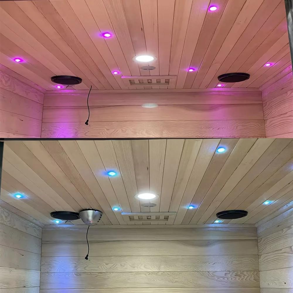 Full Spectrum Infrared Sauna for 4 Person, Indoor Canadian Hemlock Wood Home Spa Saunas with Upgraded WiFi Control, Low EMF, Speaker, Oxygen bar, Reading & 7-Color Starry Light, 2700W, 220V Smartmak