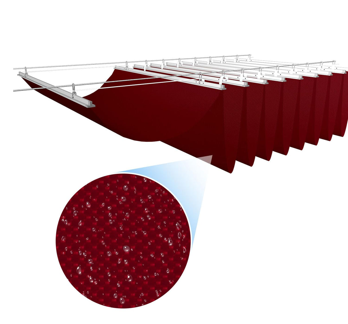 E&K 4'Wx16'L Waterproof Pergola Shade Cover Retractable Canopy Awning Outdoor Wave Sun Shade for Patio Garden Backyard Deck Trellis (Red) E&K