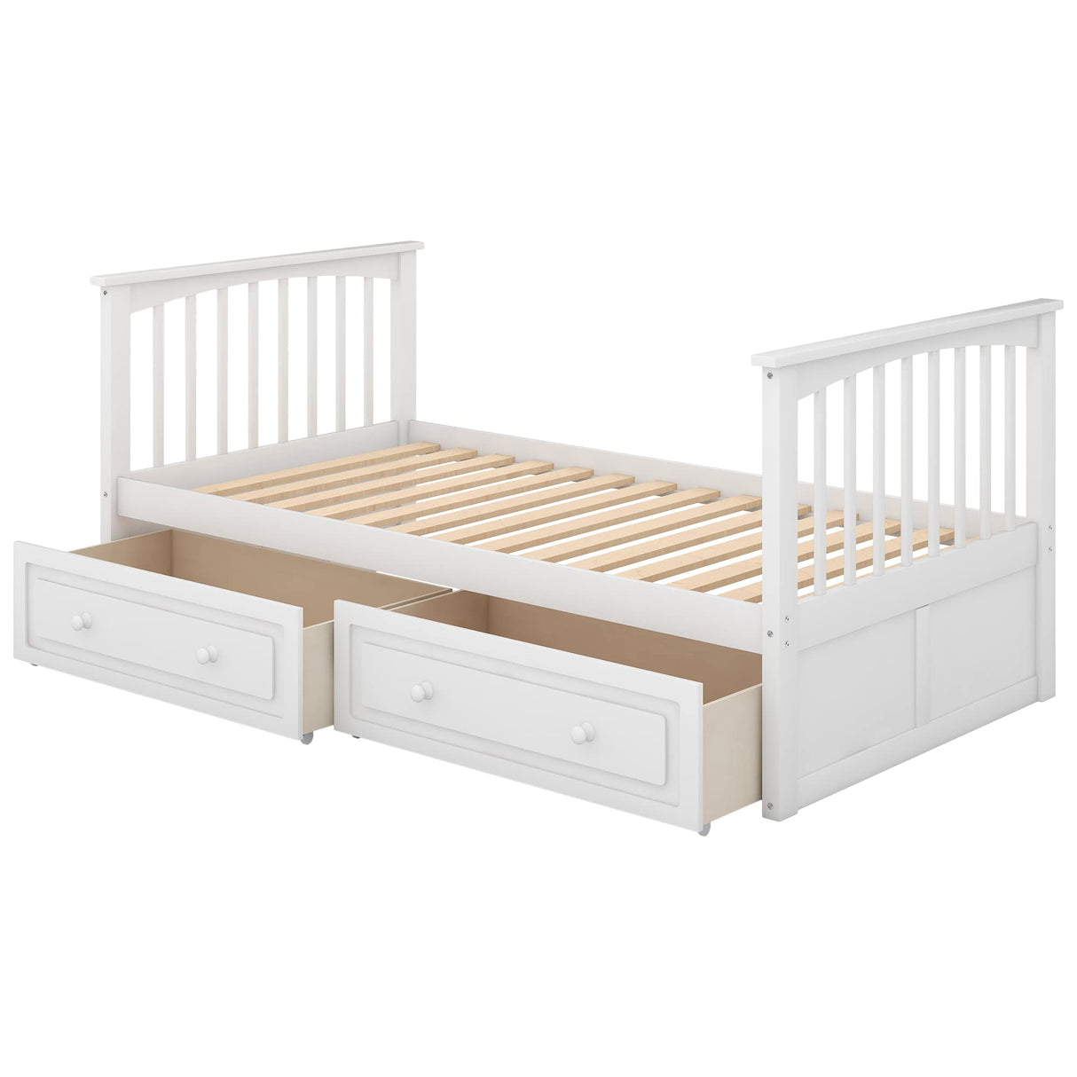 Harper & Bright Convertible Wood Twin-Over-Twin Bunk Bed with Storage Drawers and Ladder - Can Be Divided Into Two Daybeds (White) Harper & Bright Designs