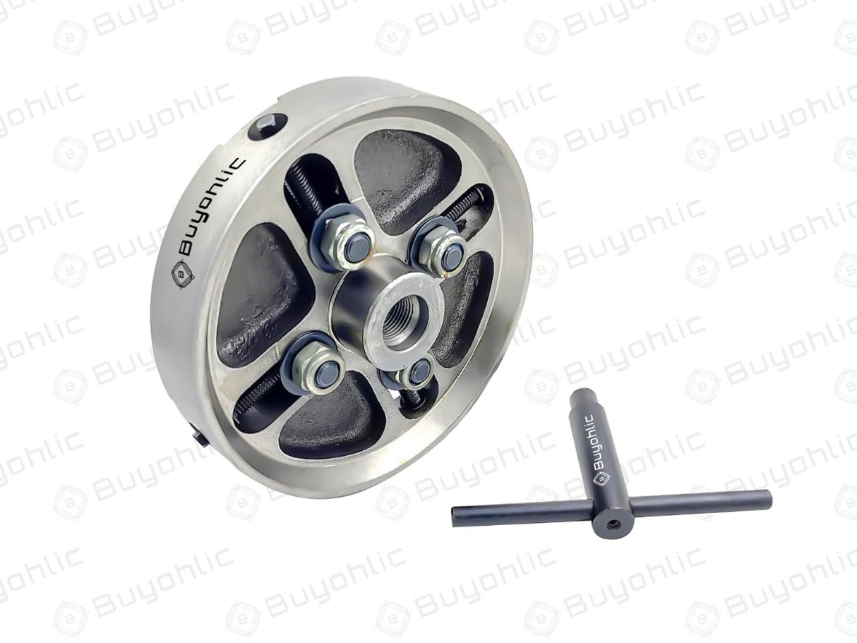 Buyohlic Wood Lathe Chuck 6'' Inches 4 Jaw Chuck Threaded 3/4-16 with Independently Adjustable/Reversible Jaws BUYOHLIC