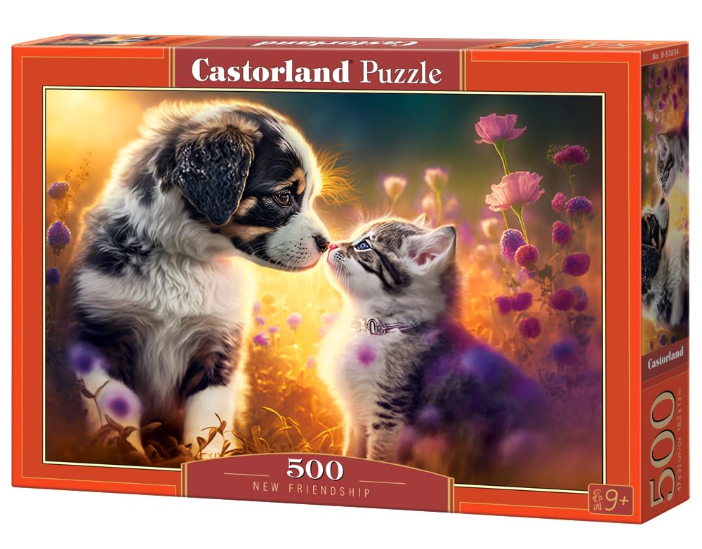 CASTORLAND 500 Piece Jigsaw Puzzles, New Friendship, Animal Puzzle, Cat & Dog, Puppy, Kitten Adult Puzzle, Castorland B-53834 Castorland