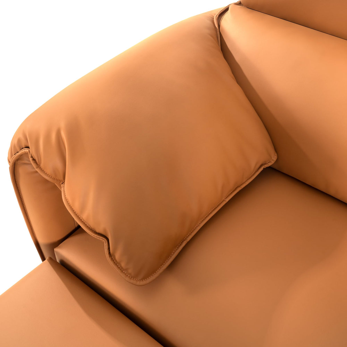 Naomi Home High Back Sectional Sofa, Oversized L-Shaped 4 Piece Modular Sectional with Ottoman, Convertible Couch with Headrests and Armrest Pillows for Living Room or Apartment, Caramel Naomi Home