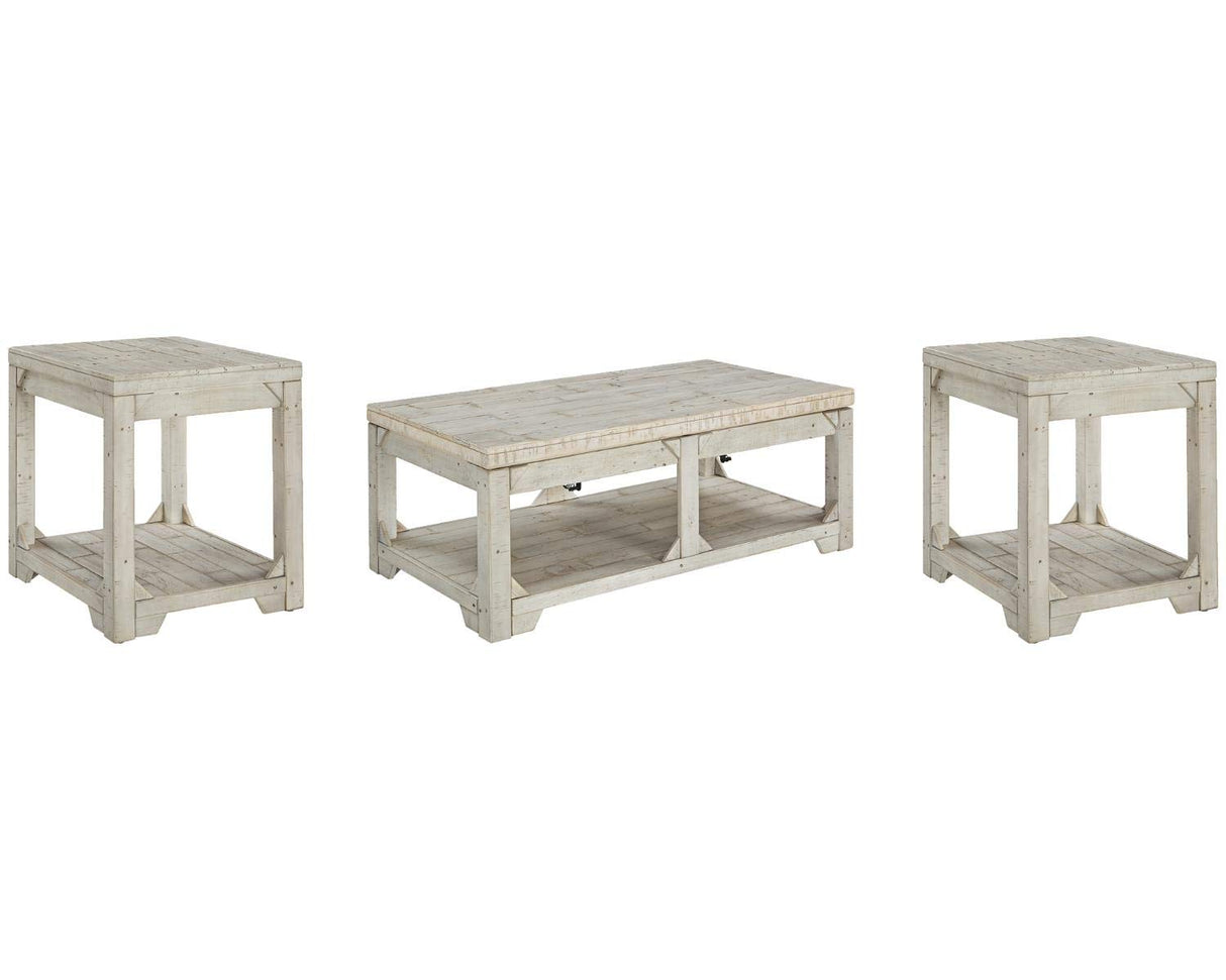 Signature Design by Ashley Fregine Farmhouse Rectangular Lift Top Coffee Table with Floor Shelf, Whitewash with Weathered Finish Signature Design by Ashley