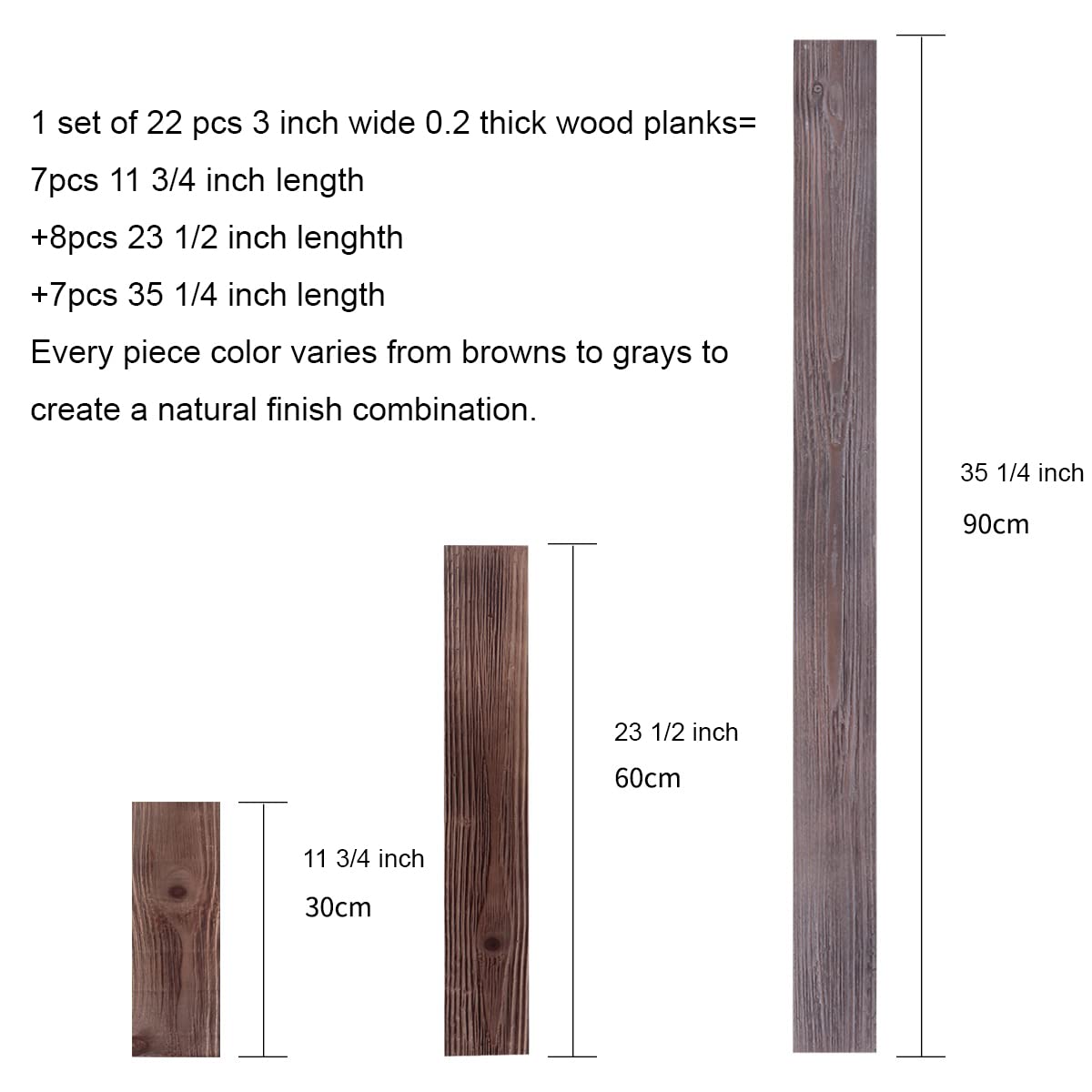 Holydecot Nail Up Paneling Wood Wall Panels, Real Wood, Solid Wood Planks DIY Easy Nail-Up Application, Rustic Reclaimed Barn Wood Paneling for Accent Walls, Brown Gray Combinations, 10.6 sq. ft Holydecot