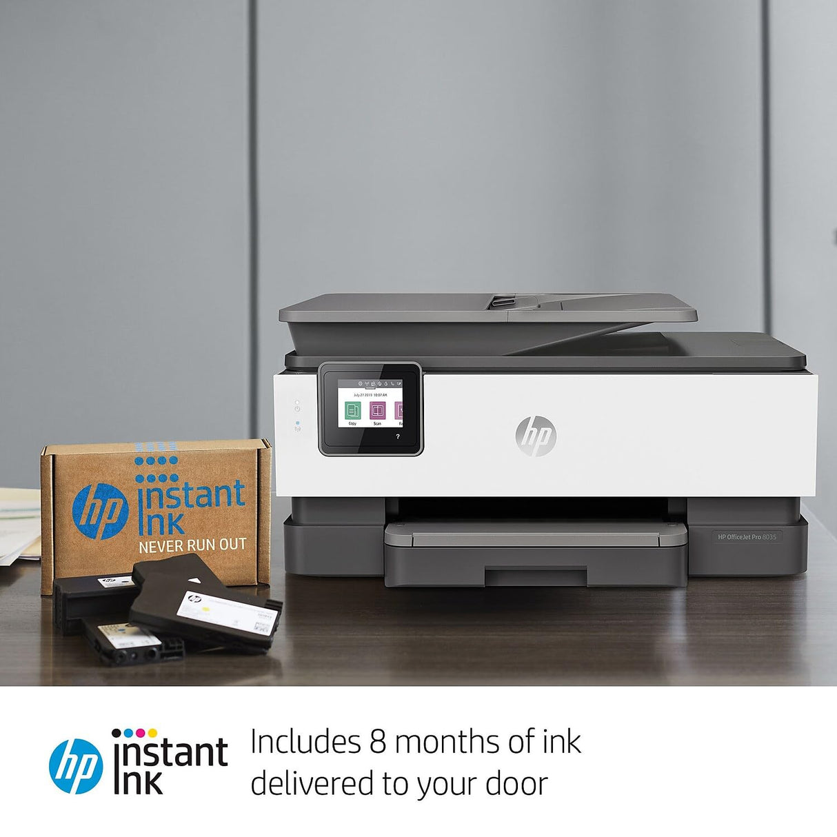 HP OfficeJet Pro 8035 All-in-One Wireless Printer - Includes 8 Months of Ink, HP Instant Ink, Works with Alexa - Basalt (5LJ23A) HP