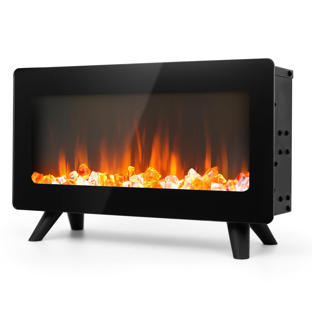16" Small Electric Fireplace Heater - Desk Space Heater with Realistic Led 3D Flames, Freestanding Fire Places Electric Fireplace Stove, Infrared Heater Indoor, 750 | 1500w, Overheating Protection FLAME&SHADE