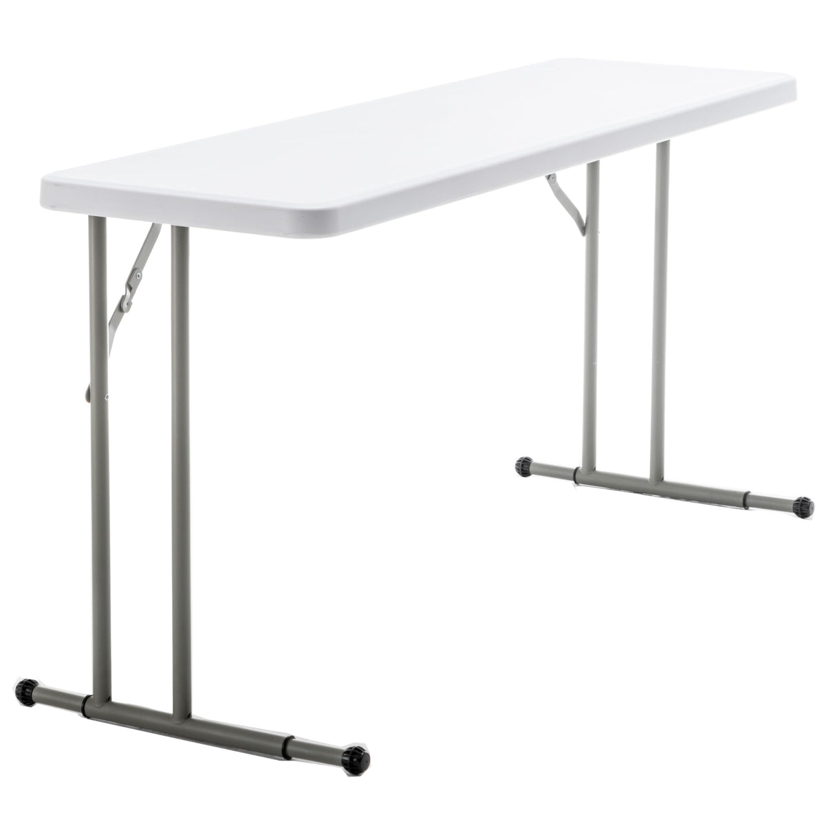 BTEXPERT 5-Foot - 60" Long White Plastic Folding Seminar Training Table Portable 18" Wide Narrow, 29" High, Events Indoor Outdoor Lightweight BTEXPERT