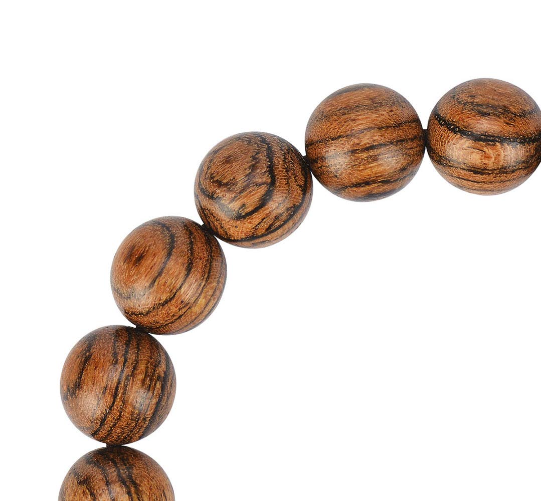 anzhongli Prayer Beads Bracelet 12MM for Men and Women Beaded Bracelet Sandalwood Elastic(12mm 17 beads Tiger skin) anzhongli