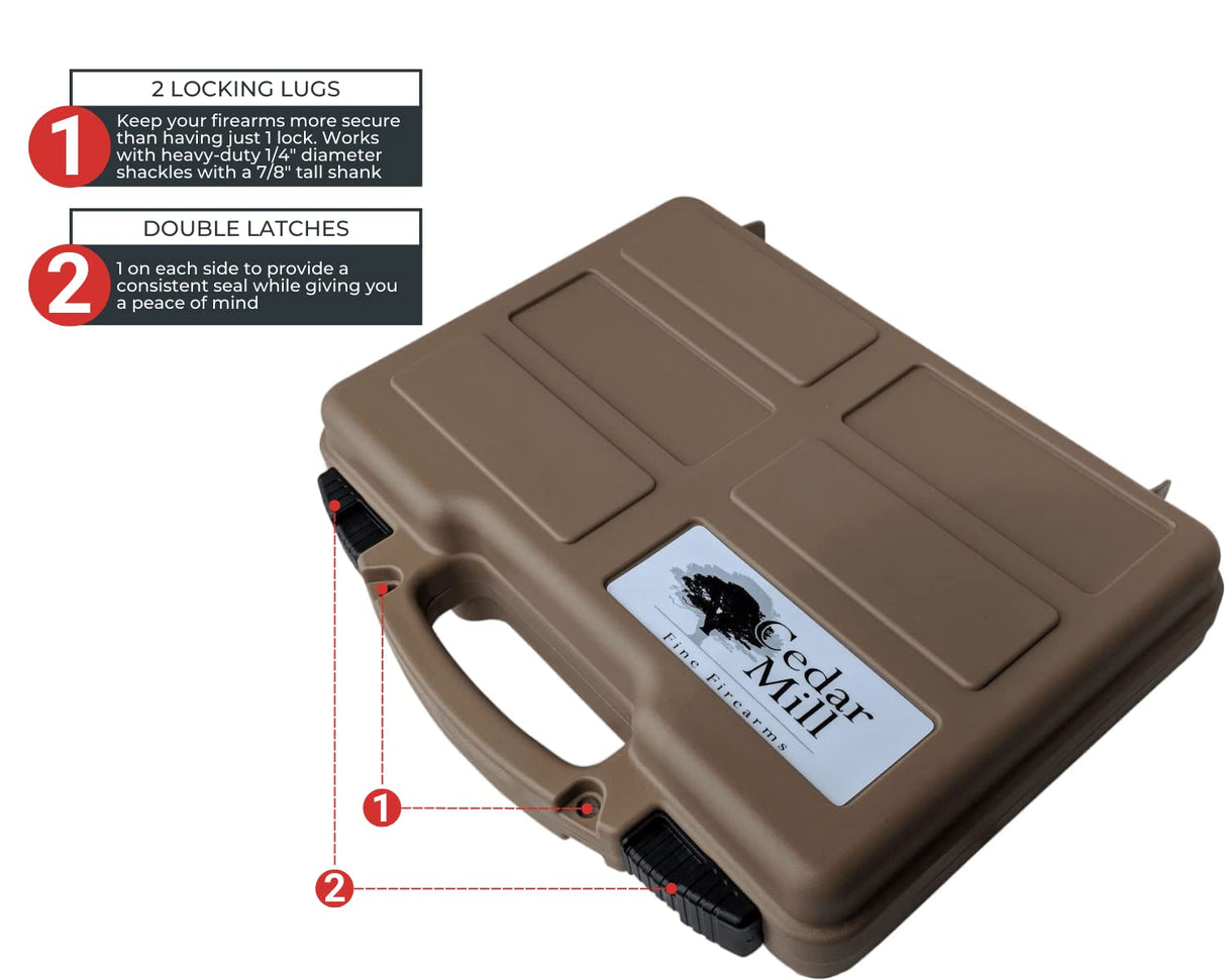 Cedar Mill Fine Firearms TSA Approved Gun Case - Gun Carry-on Bag for Handgun & 9mm Pistol, Revolver - Airline Approved Hard Case - Travel Pistol Carrying Bag (12.3” x 10.5”) Cedar Mill Fine Firearms