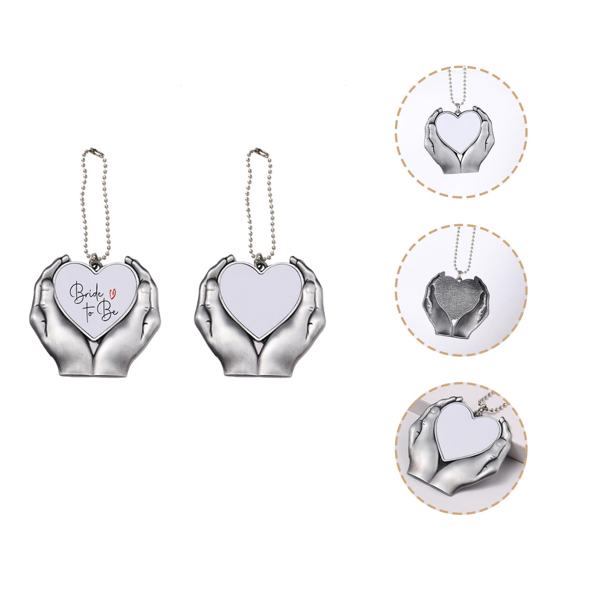 4 Sets 2 Styles Alloy Heat Transfer Sublimation Blank Pendant, Angel Wing Rearview Mirror Pendant, Heart Heat Sublimation Pendant Blanks Car Hanging Ornament for DIY Keychain Wzttdm