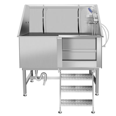 50 Inch Electric Dog Bathing Station For Large Dogs, Height Adjustable Stainless Steel Dog Pet Washing Station, Professional Dog Grooming Tub With Electric Lift, Pet Wash Bath Station (50" Right door)