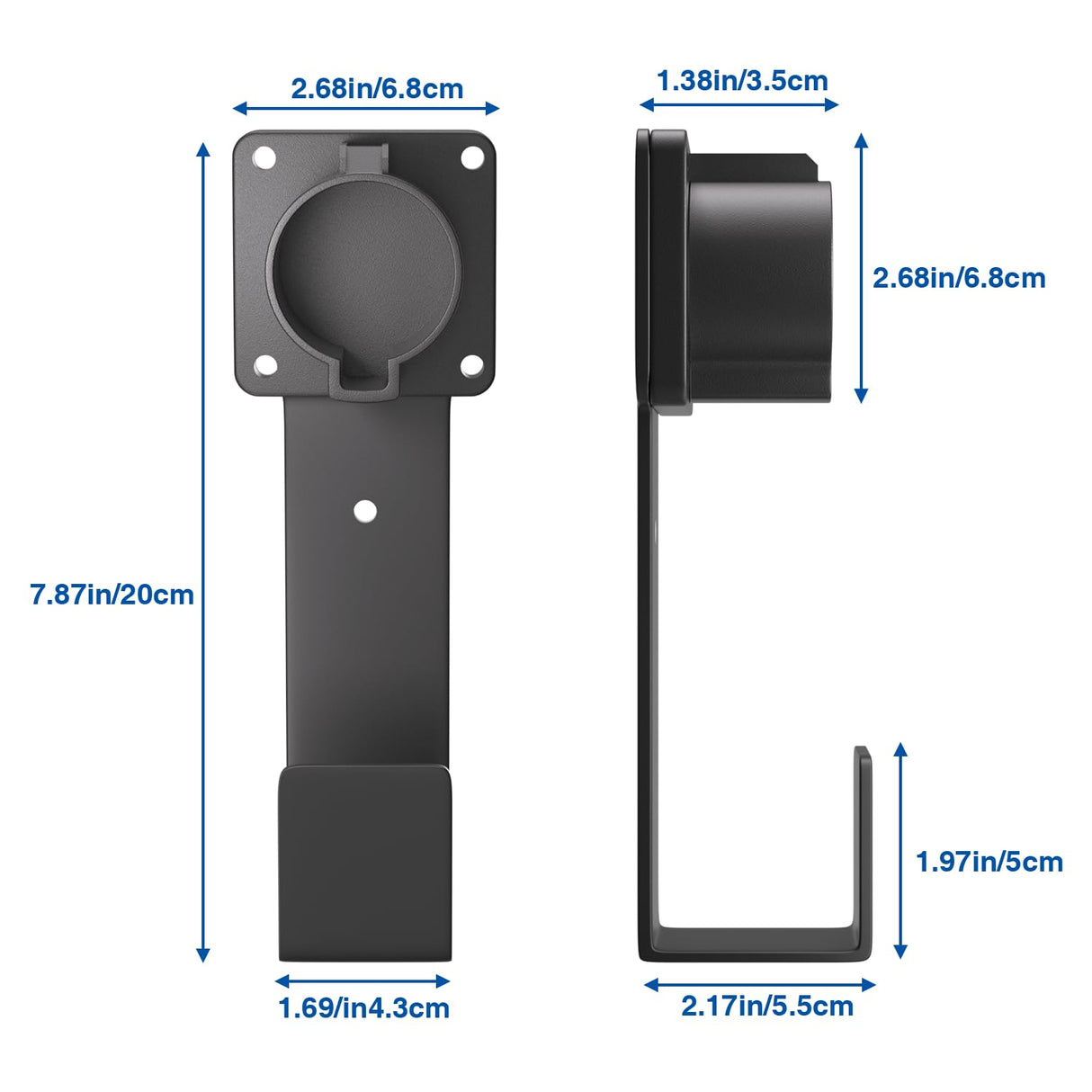 bussdis EV Charger Holder-J1772 Connector, Nozzle Holster Dock and J-Hook Combination, EV Cable Holder Wall-Mount Electric Vehicle Charger. bussdis