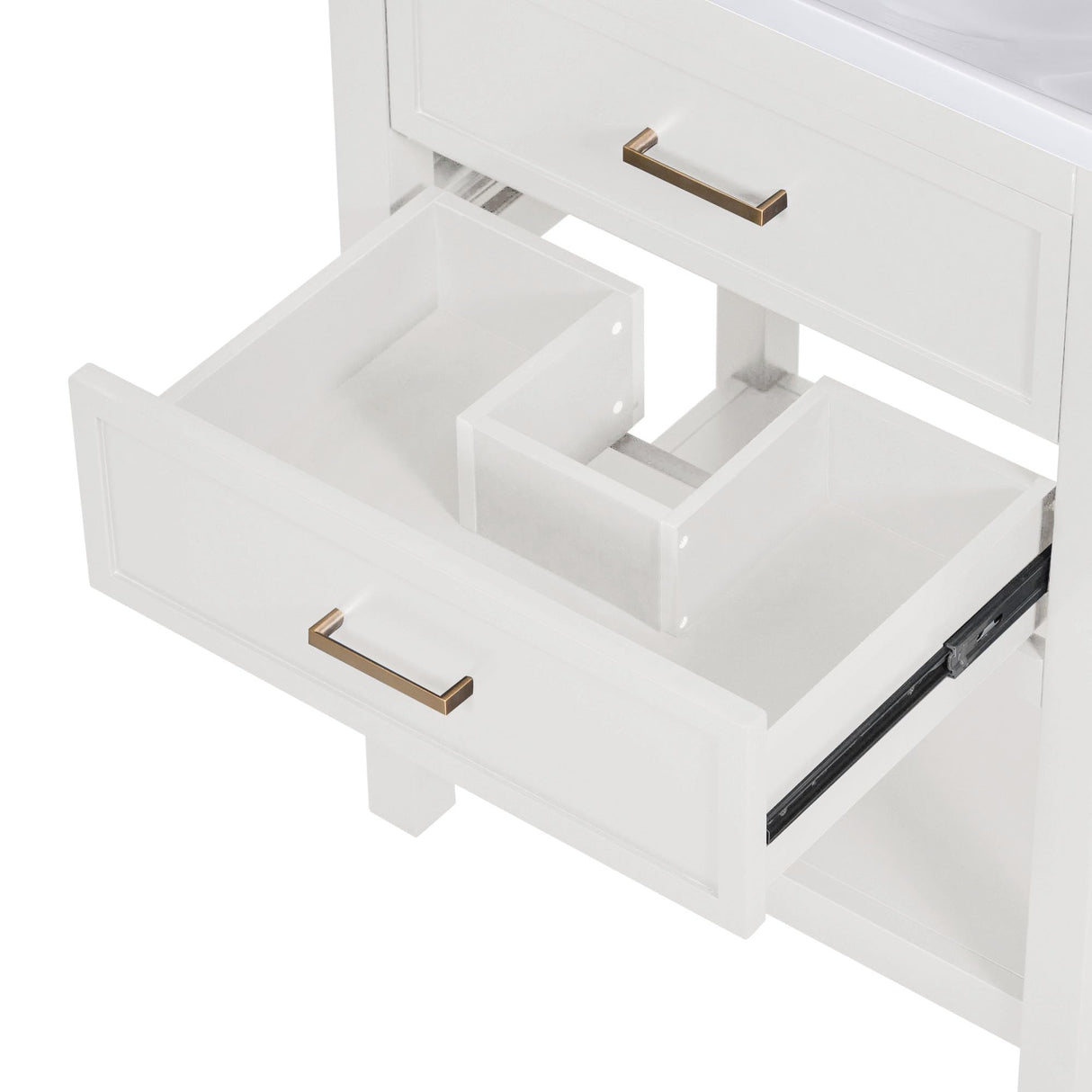 Virubi 24" Bathroom Vanities with Single Sink Combo, Modern Undermount Bathroom Sink Cabinet with Double Drawers and Open Self, Freestanding Bathroom Sink Cabinet (White) Virubi