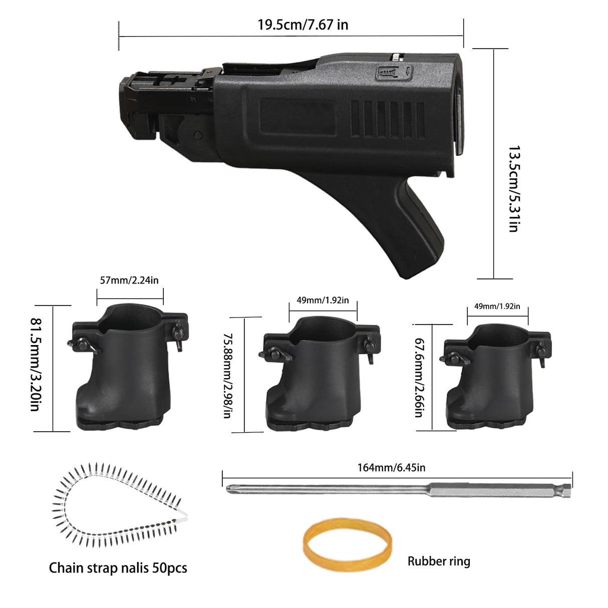 Kurras Drywall Screw Gun Automatic Chain Nail Gun Adapter,Auto Feed Screw Gun Collated Screw Gun Attachment Automatic Electric Drill Screw For Gypsum Board/Partition Wall/Wood Board/Ceiling kurras