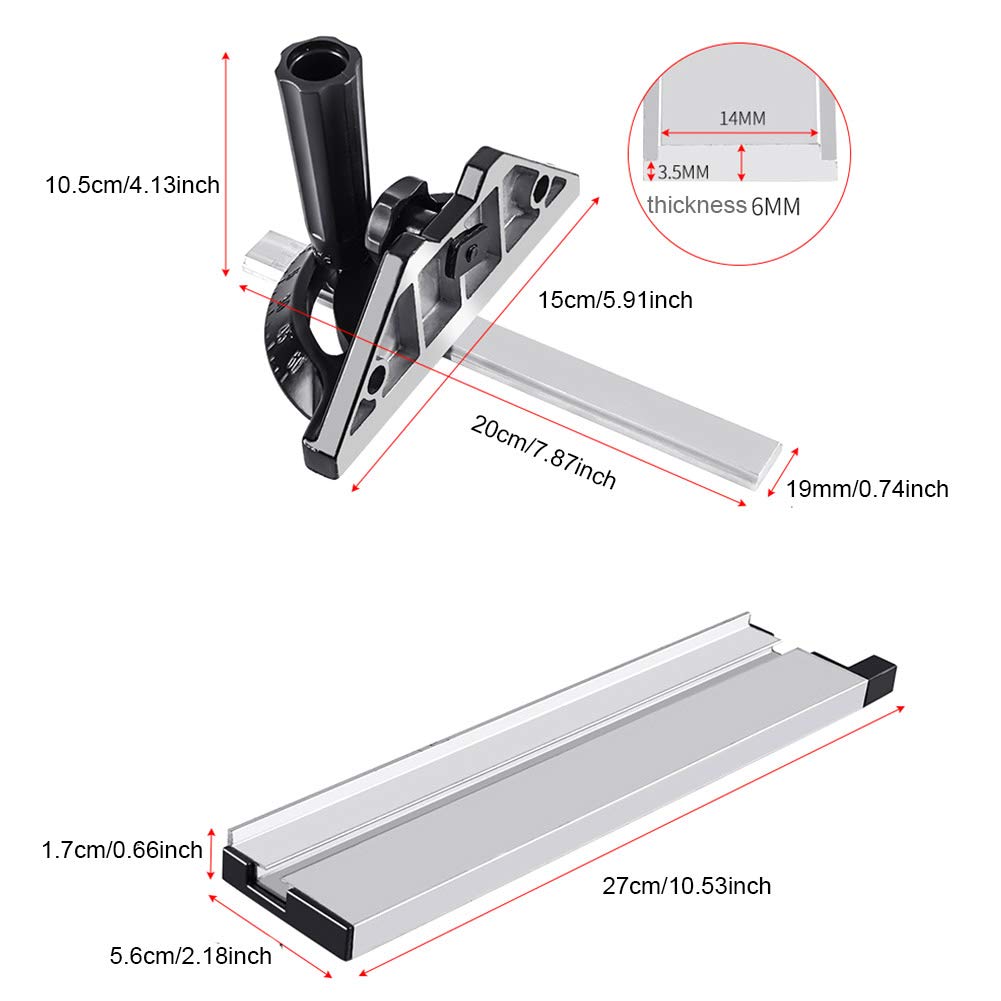 Yuhoo Miter Gauge Fence System Woodworking Tools Push Block with Angle Plate Ruler, Precision Miter Gauge for Band Saw Router Table Jointers Yuhoo