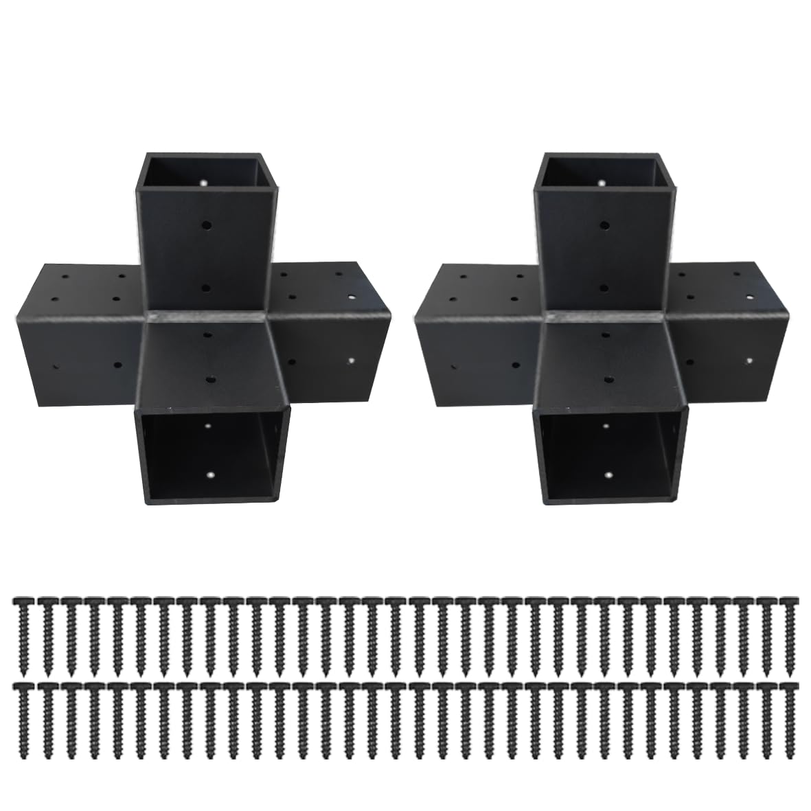 Pergola Brackets 4x4 Woodworks Pergola DIY Hardware Kit 4-Way Black Right Angle Corner Bracket for Extension Gazebo for 4x4 Inch(Actual 3.6x3.6 Inch Wooden Post, 2Pack Goiiiusy