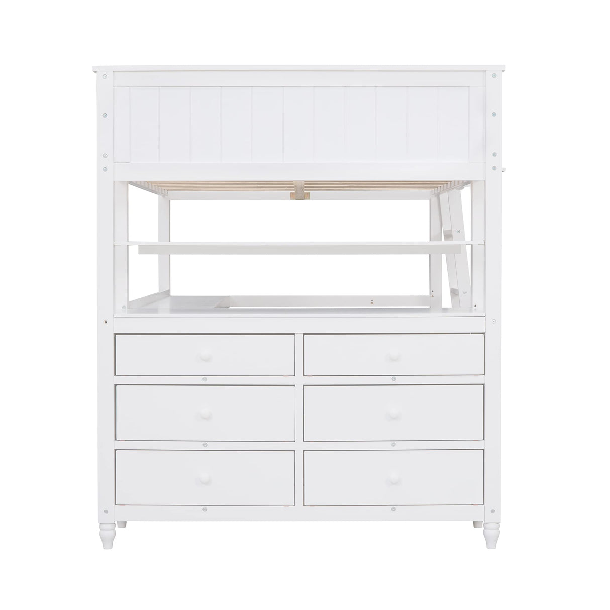 Full Size Solid Wood Loft Bed with Desk, Storage Drawers, and Safety Guardrails - White Harper & Bright Designs