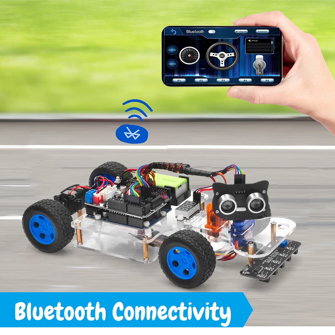 OSOYOO Robot Rc Smart Car DIY Kit to Build for Adults Teens with Servo Power Steering Motor, WiFi, Bluetooth, Code Programmable Compatible with Arduino OSOYOO