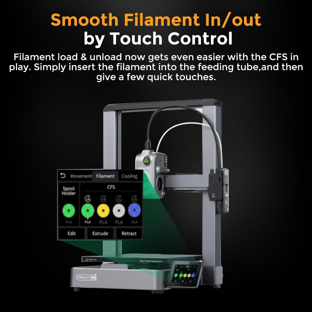 Creality Hi 3D Printer, Support Multi Color Printing Needs CFS, 500mm/s Max Speed 95% Pre-Assemble, XY Step-Servo Motor and Auto Leveling Build Volume 10.24×10.24×11.81 inch Comgrow