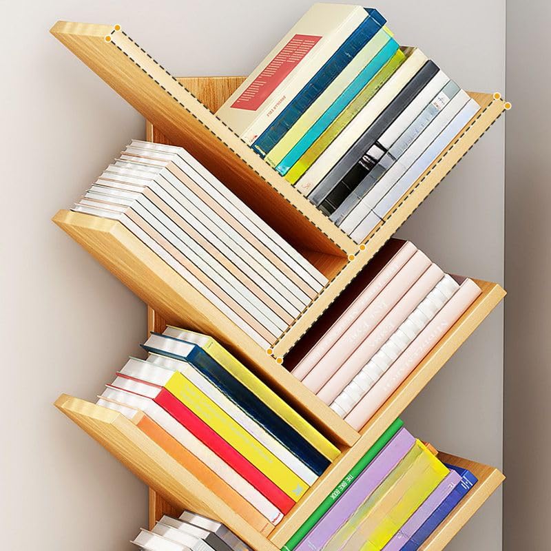 CraftThink Tree Bookshelf, 12 Tier Bookcase with Storage Cabinet, Floor Standing Book Shelf Tall Bookshelves for Home Office Furniture -Grey |Drawer|, 13.5" L x 8" W x 62" H (Lighting Not Included) CraftThink