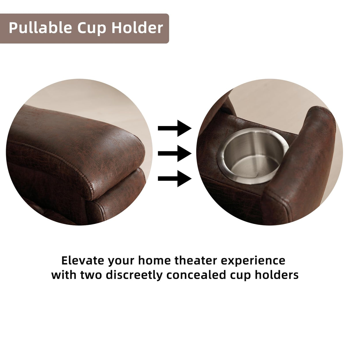 IOMOR Leather Recliner Chair, Manual Recliner Chair for Adults with Overstuffed Arms and Back, Single Sofa Recliner with Cup Holders for Living Room Set of 2, Red Brown IOMOR