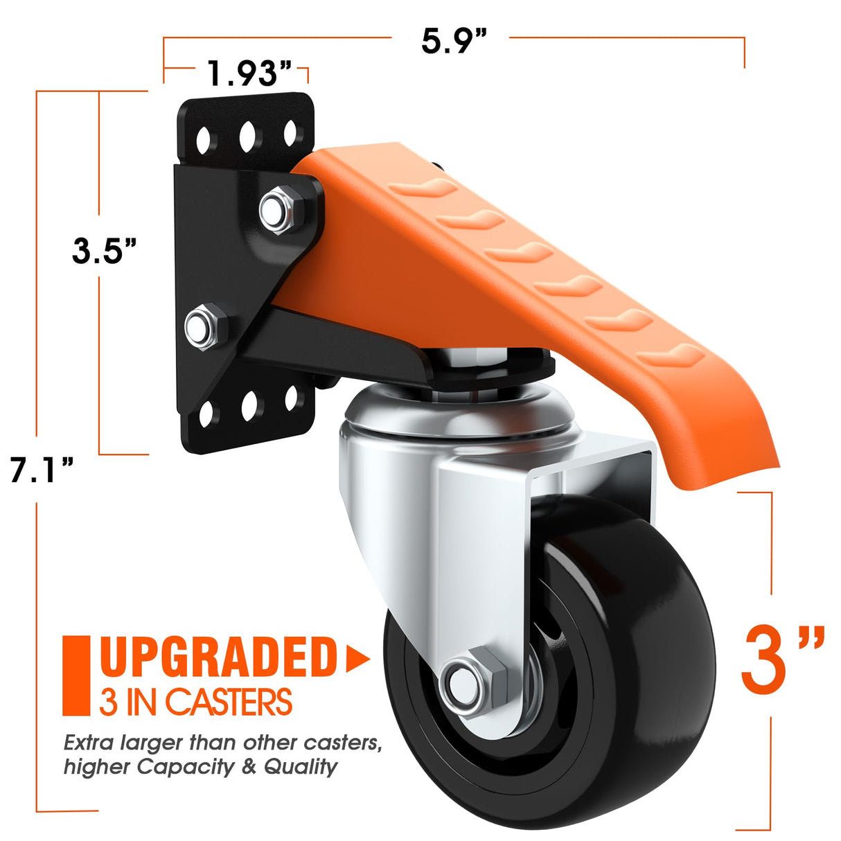 Ronlap Workbench Casters Wheels Kit 920 Lbs Capacity, Retractable Casters Set of 4 Heavy Duty Side Mount Casters 3" Lifting Casters Work Table Tool Bench Stepdown Castors Wheels 4 Pack Ronlap