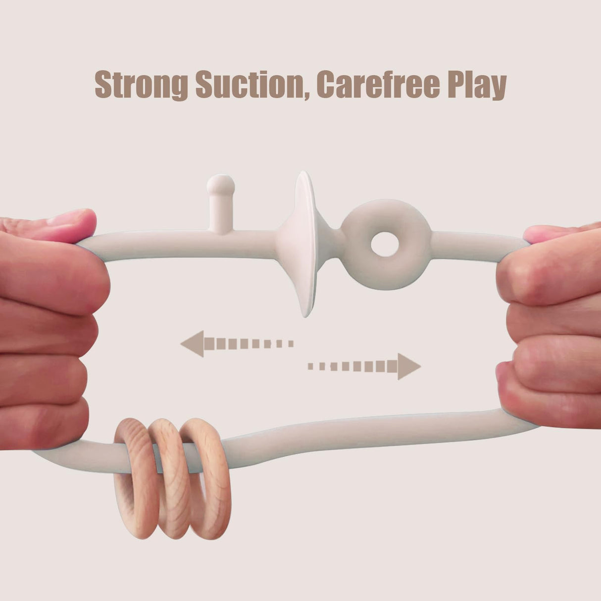 zeeloopbee High Chair Toys with Suction Cups for Infant Toddlers Silicone Suction Cup Montessori Educational Teething Toys for Babies Ages 0-6 M+ Baby Teething Toys for 6 to 12 Months(Beige) zeeloopbee