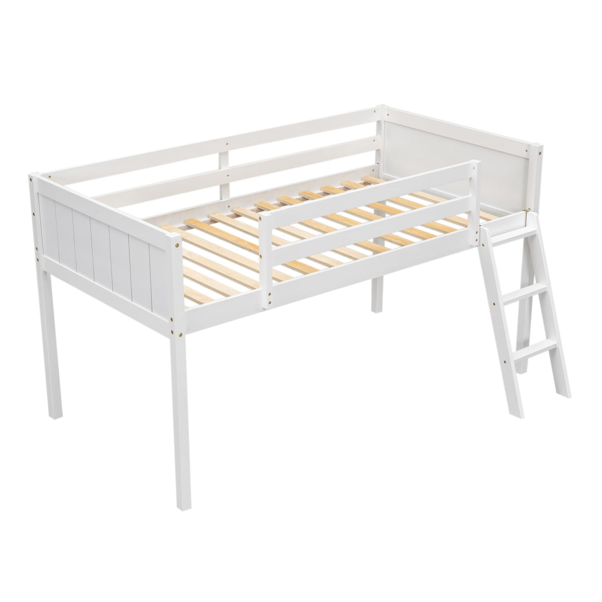 Harper & Bright Designs Kids Twin Low Loft Bed, Twin Size Loft Bed with Ladder & Safety Guardrails, Wood Junior Loft Bed Frame for Kids Girls, Boys, Teens, White Harper & Bright Designs